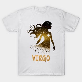 silhouette golden Virgo Zodiac Sign Astrology born August September october Birthday Virgo Zodiac Horoscope August September October Birthday T-Shirt